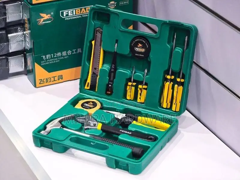 Feibao 28-8012 12pcs Hand Tool Kit Box Hammer Screwdriver Spanner Plie