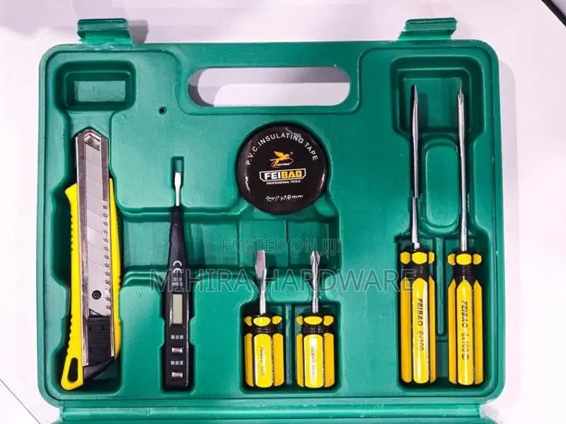 Feibao 28-8012 12pcs Hand Tool Kit Box Hammer Screwdriver Spanner Plie