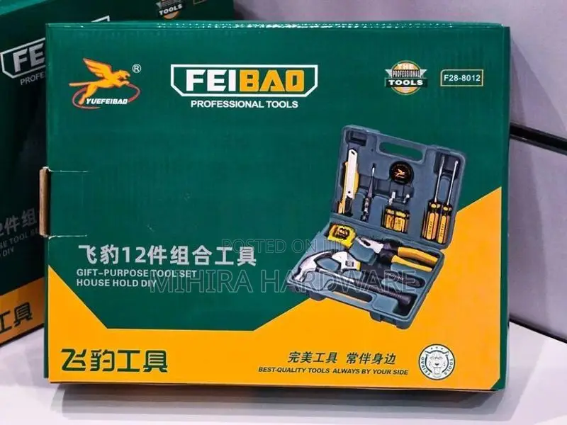 Feibao 28-8012 12pcs Hand Tool Kit Box Hammer Screwdriver Spanner Plie
