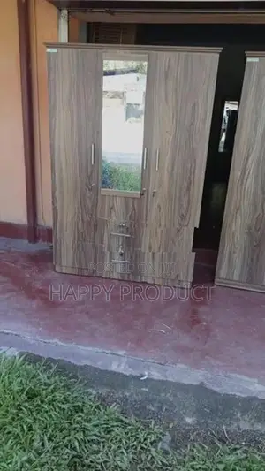 3 Door Melamine Glass Cupboard with Drawers