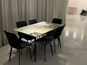 Granite Dining Table with Cushion Chairs