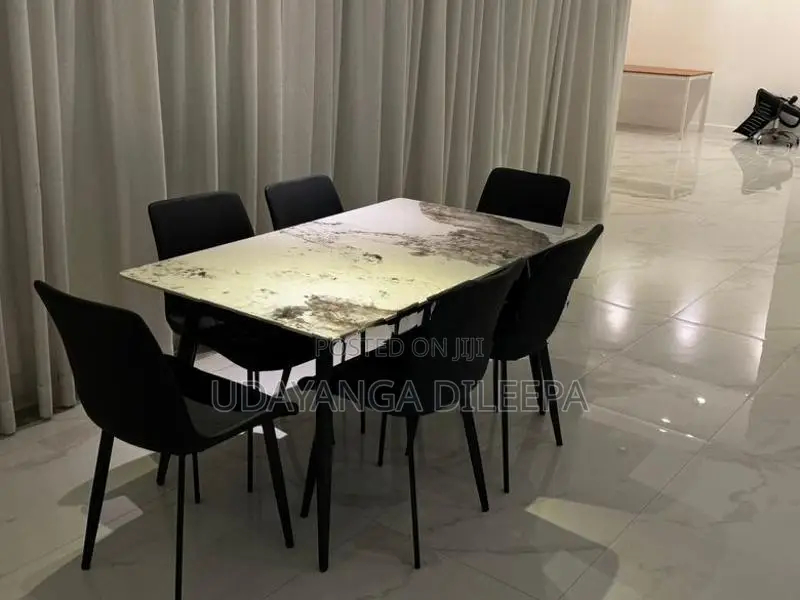 Granite Dining Table with Cushion Chairs