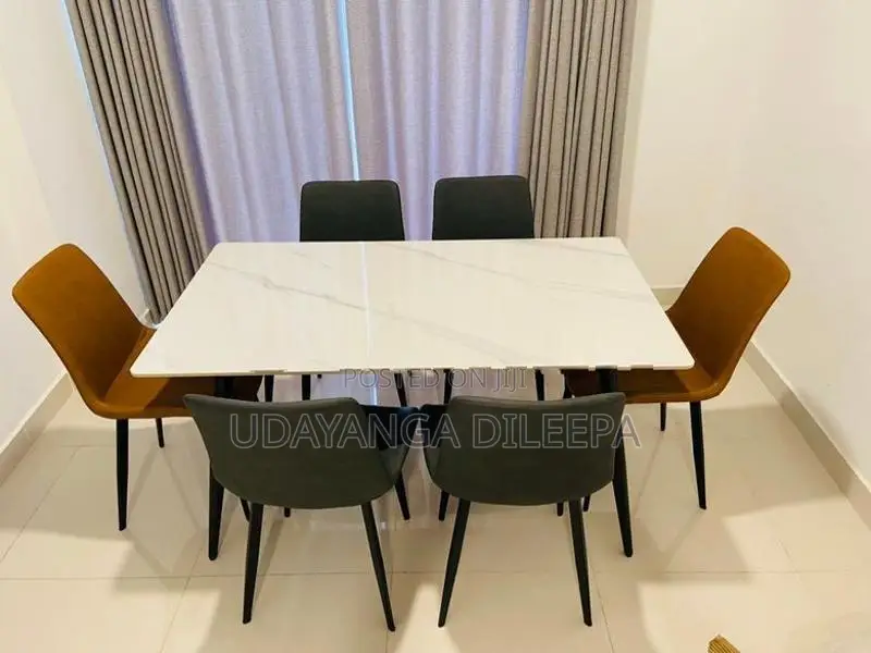 Granite Dining Table with Cushion Chairs