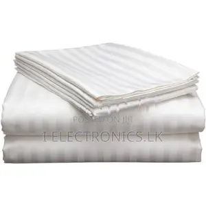 White Striped King Size Bed Sheets Hotel Grade with 2 Pillow Cases