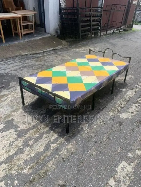 Steel single bed with mattress