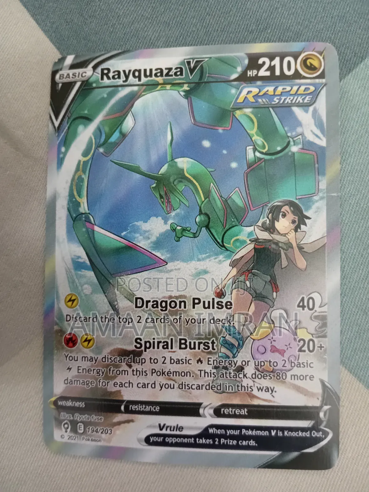 Name - Rayquaza V, Evolving-Skies,set With Free 39 Cards Bundle Pack