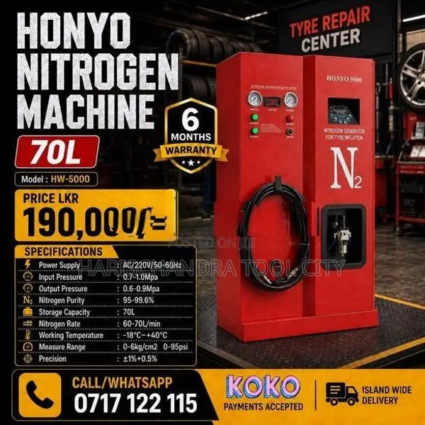 Honyo Fully-Auotomatic Nitrogen Tyre Inflator 70L