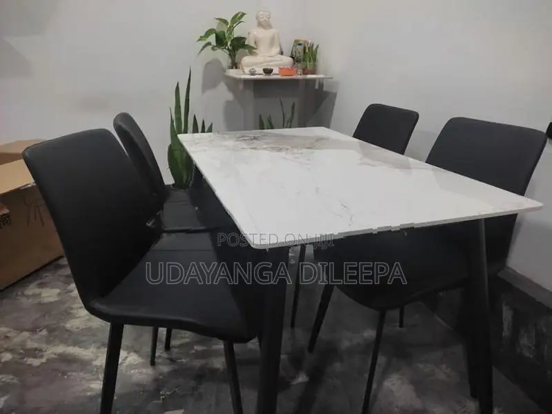 Granite Dining Table with Cushion Chairs