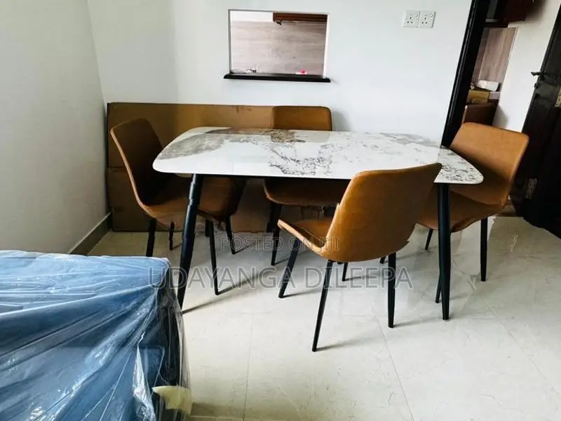 Granite Dining Table with Cushion Chairs