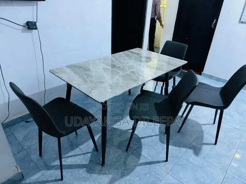 Granite Dining Table with Cushion Chairs