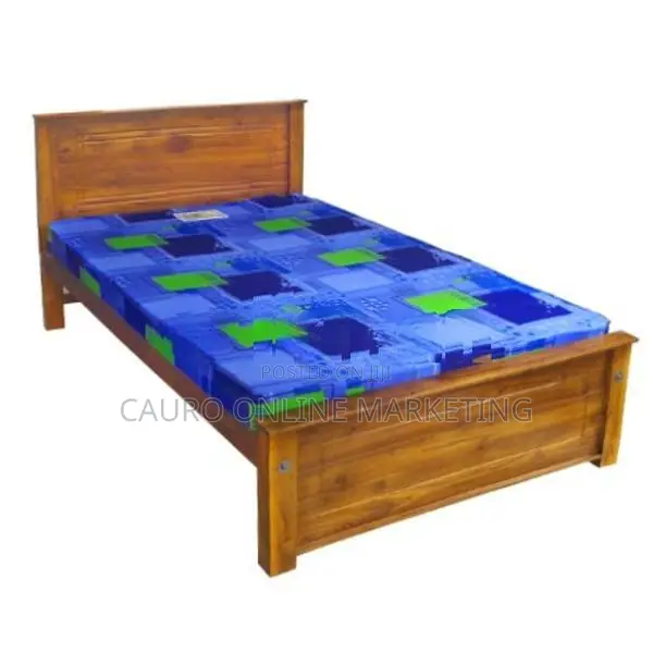 New Teak Double Size Box Bed with Layer Mattress 72" 48" /( 6 X 4 Ft)