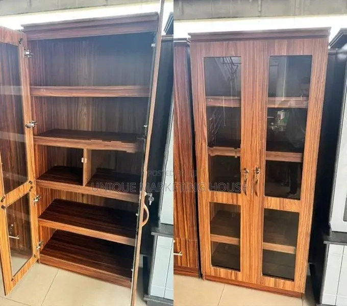 Modern 6 Ft 2 D Full Glass Cupboards