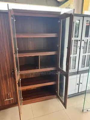 Modern 6 Ft 2 D Full Glass Cupboards