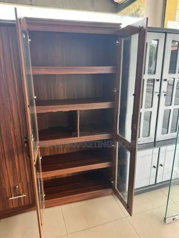 Modern 6 Ft 2 D Full Glass Cupboards