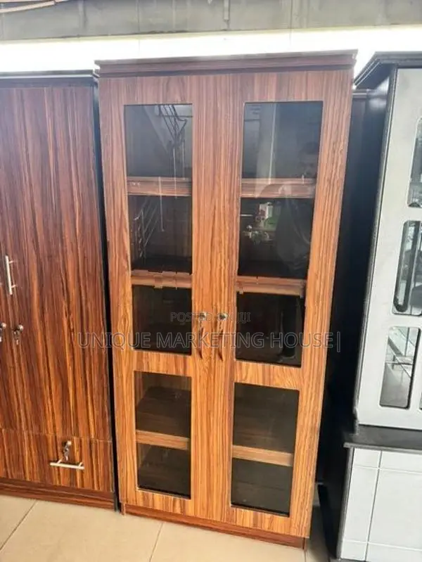 Modern 6 Ft 2 D Full Glass Cupboards