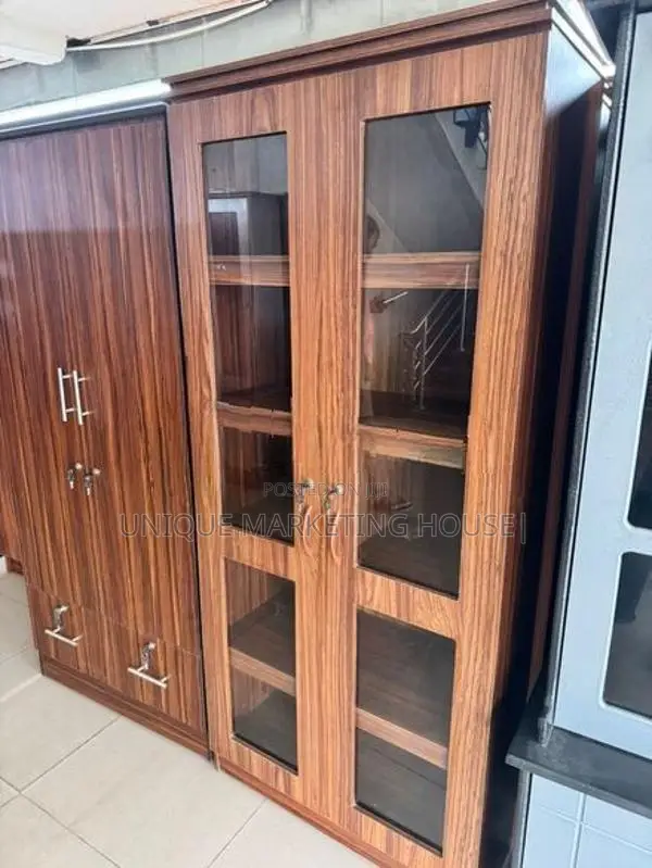 Modern 6 Ft 2 D Full Glass Cupboards