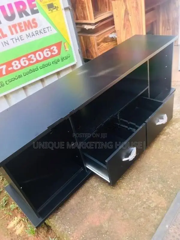 MODERN BLK MID-Drawer 65” TV STAND