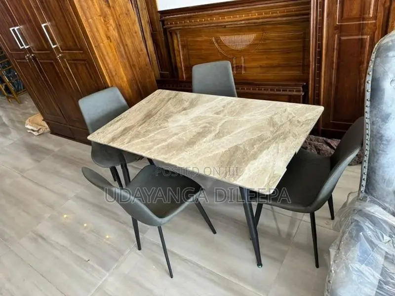 Granite Dining Table with Cushion Chairs
