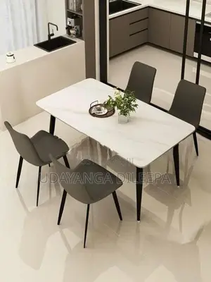 Granite Dining Table with Cushion Chairs