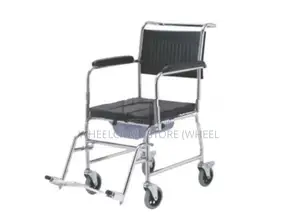 Commode Wheelchair with Caster Wheels and Declining Armrests