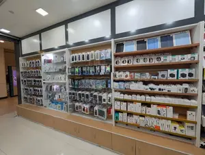 Complete Mobile Shop Display Shelves With Cashier Counter Table