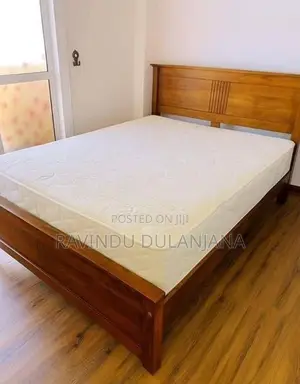 Teak Box Bed with Mattress 72”60