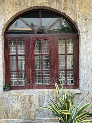 Teak Wood Door With 2 Windows