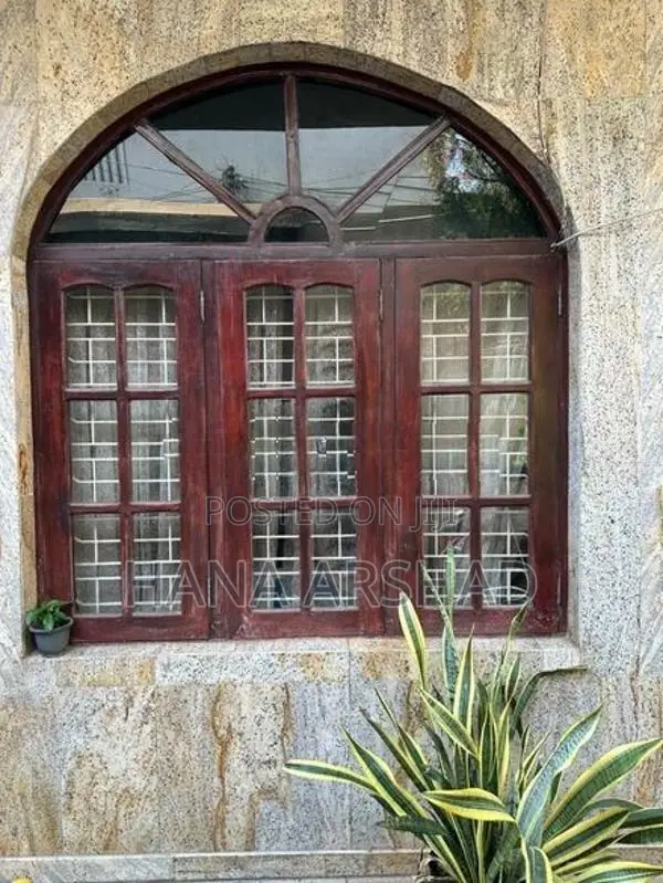Teak Wood Door With 2 Windows