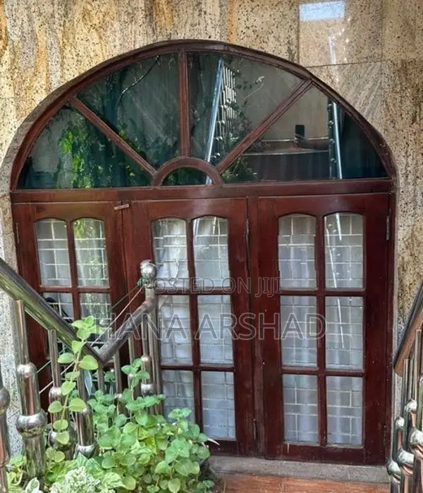 Teak Wood Door With 2 Windows
