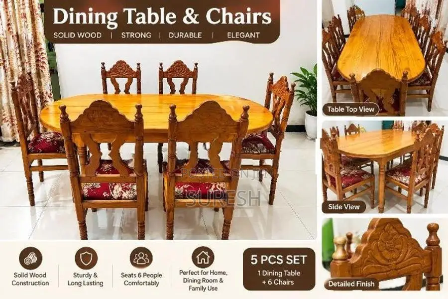 Wooden Dining Table With Chairs
