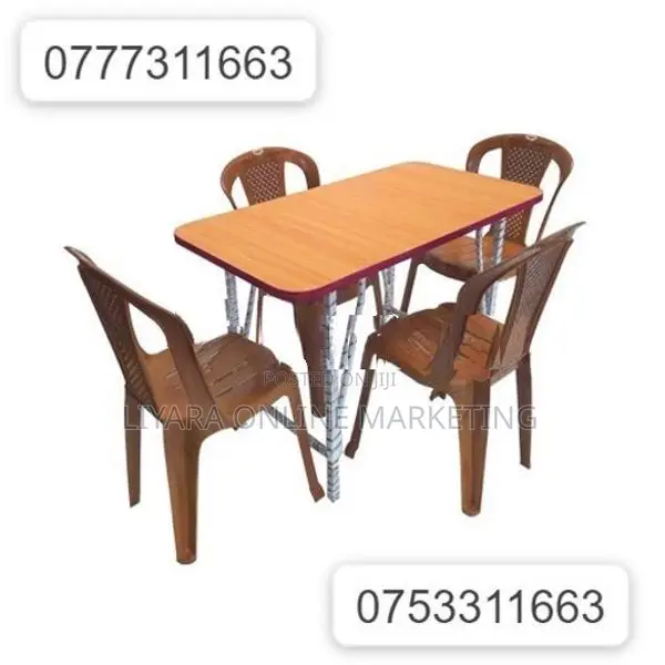 New 4/2 steel table with 4 chairs