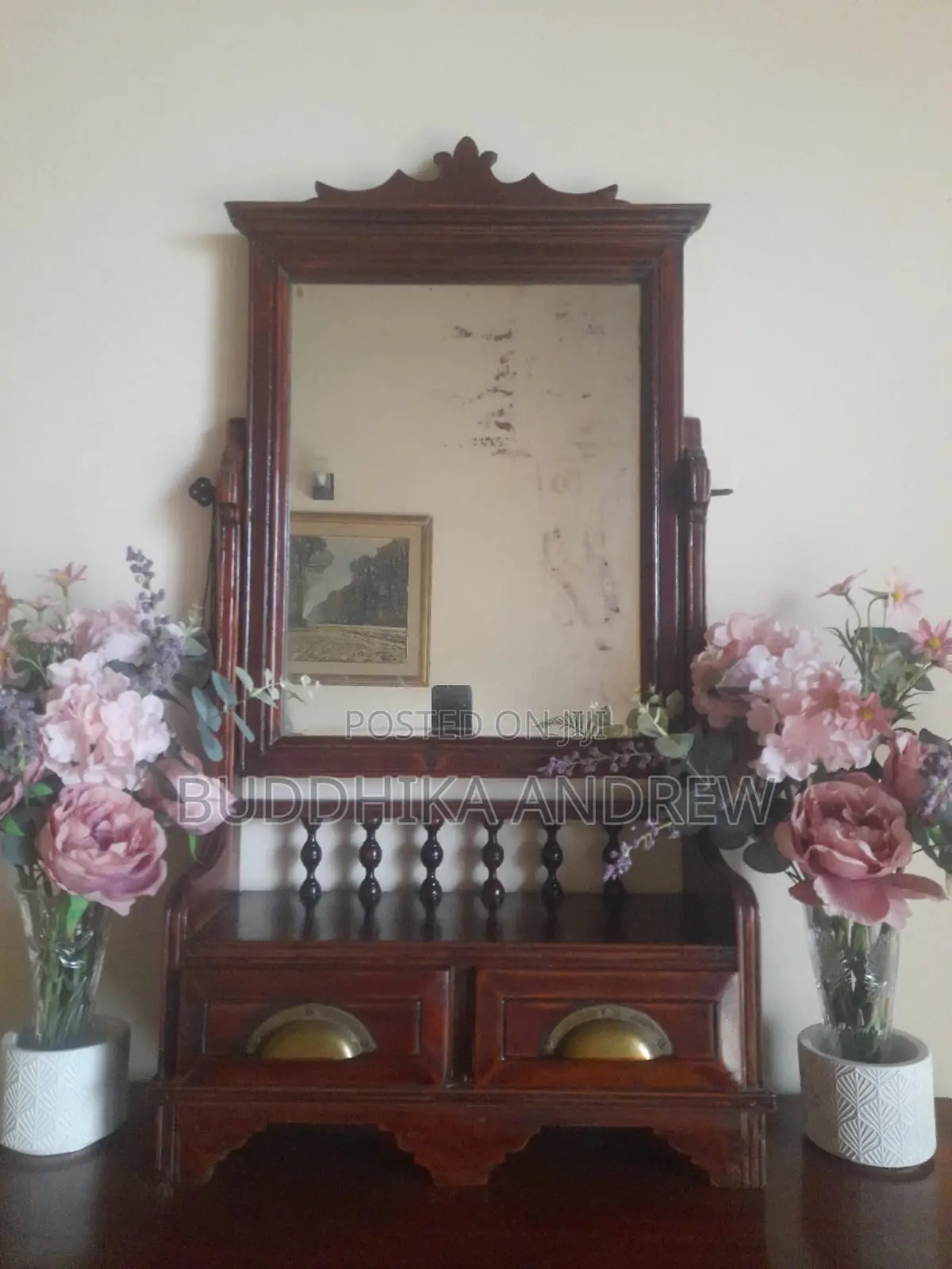 Antique Pettagama With Drawers Antique Table Mirror With Drawers