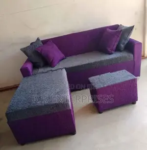 Colour Fabric Sofa Set with Stool Pillow