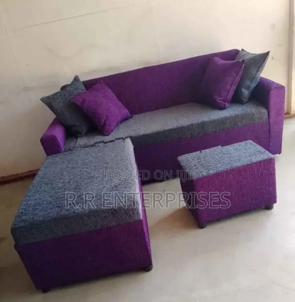 Colour Fabric Sofa Set with Stool Pillow