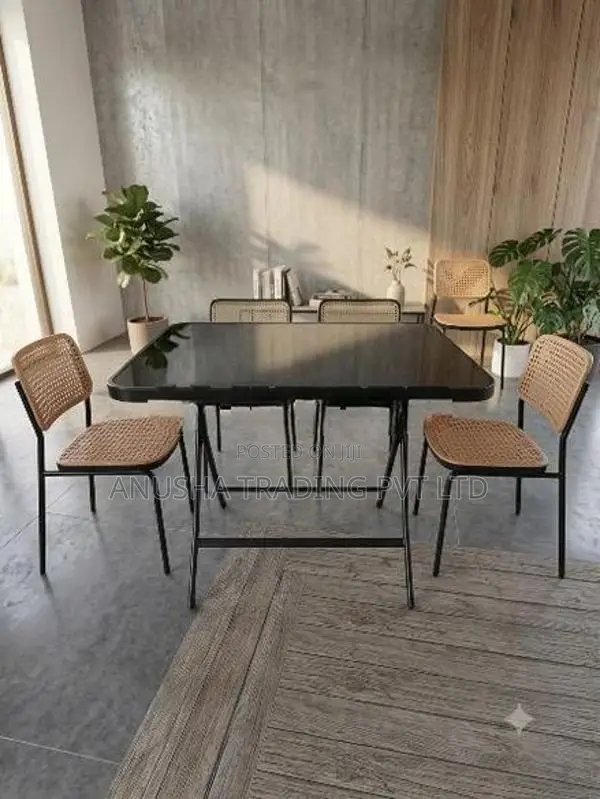 Modern Black Glass Folding Table