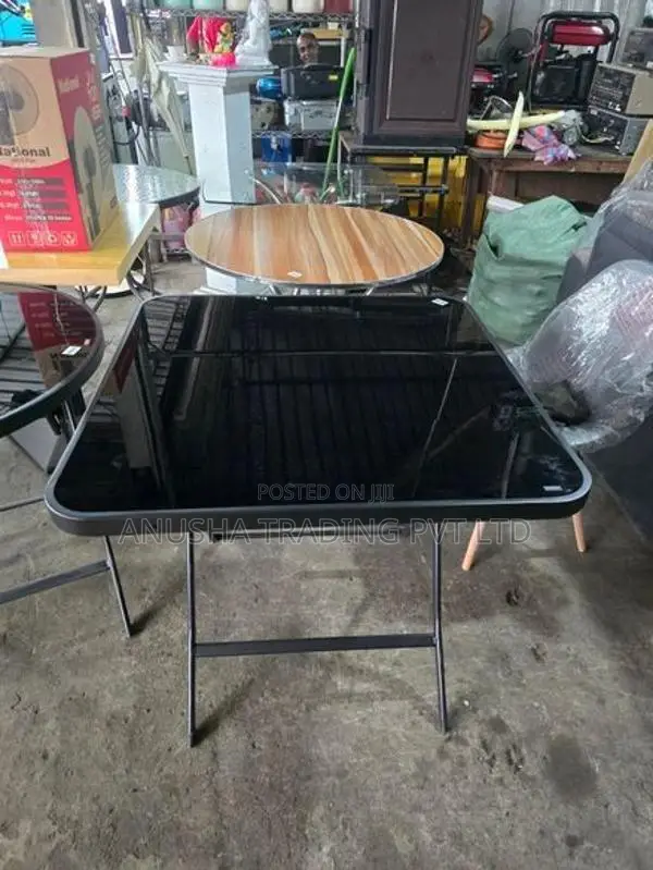 Modern Black Glass Folding Table