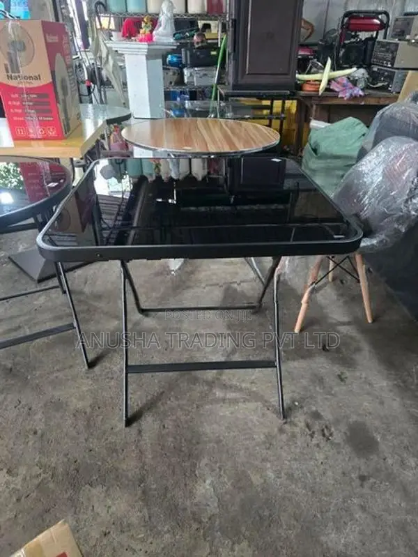 Modern Black Glass Folding Table