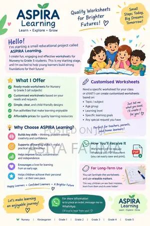 Customised Worksheets and Ready-Made Worksheets for Nursery to Grade 5