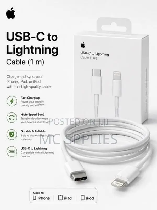 USB C Lighting Cable 1m