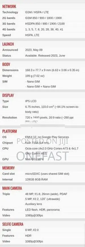 Huawei Nova Y70 Plus (Used)