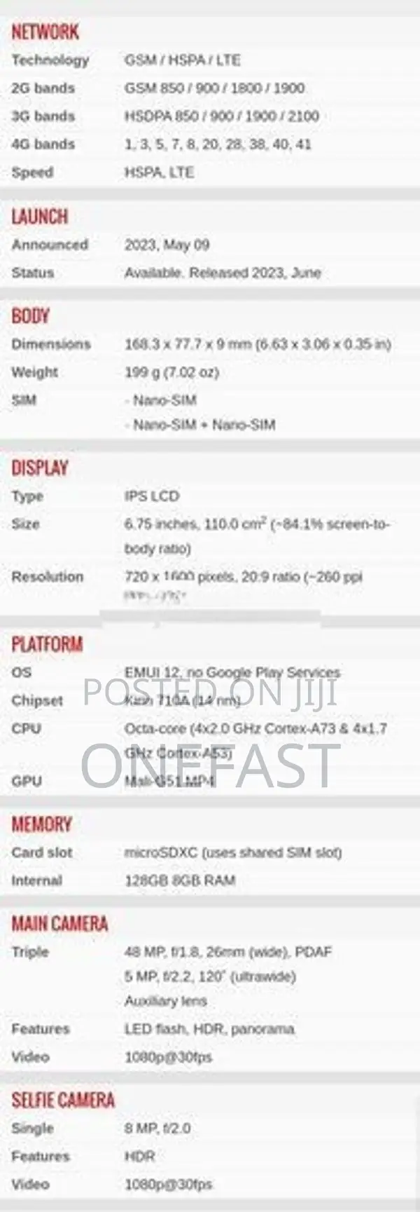 Huawei Nova Y70 Plus (Used)