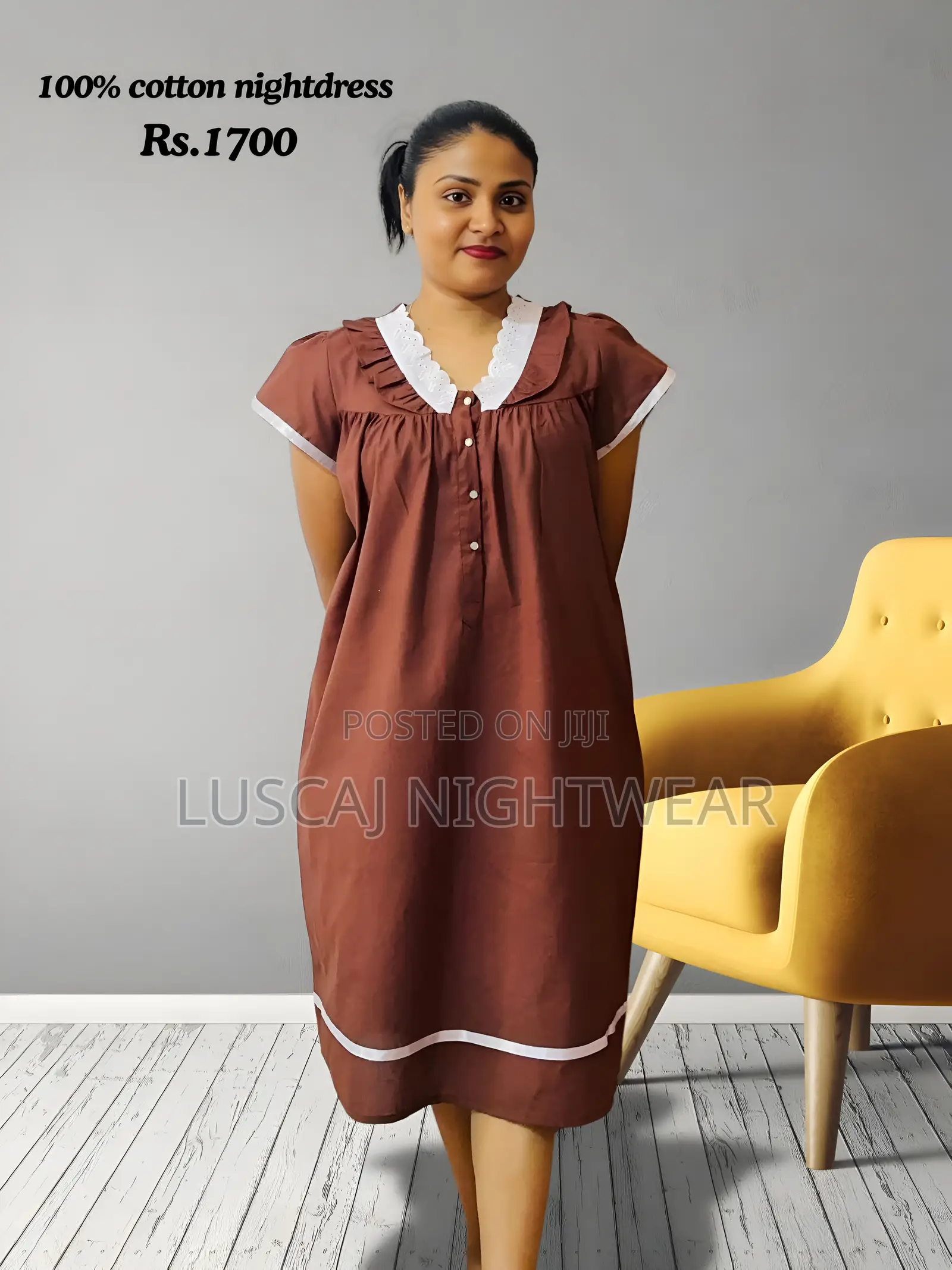 Full Cotton Nightdress With Front Opening