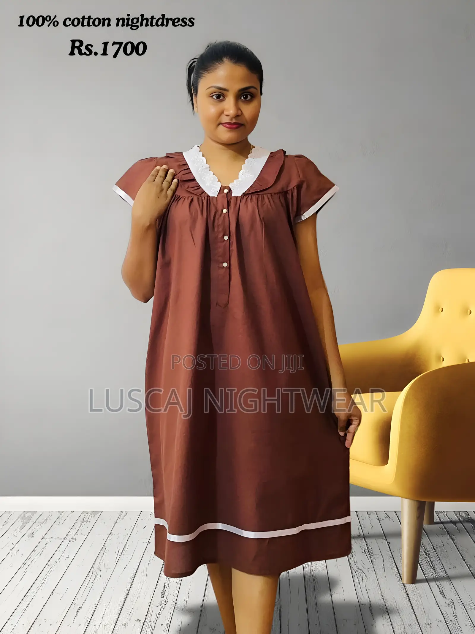 Full Cotton Nightdress With Front Opening