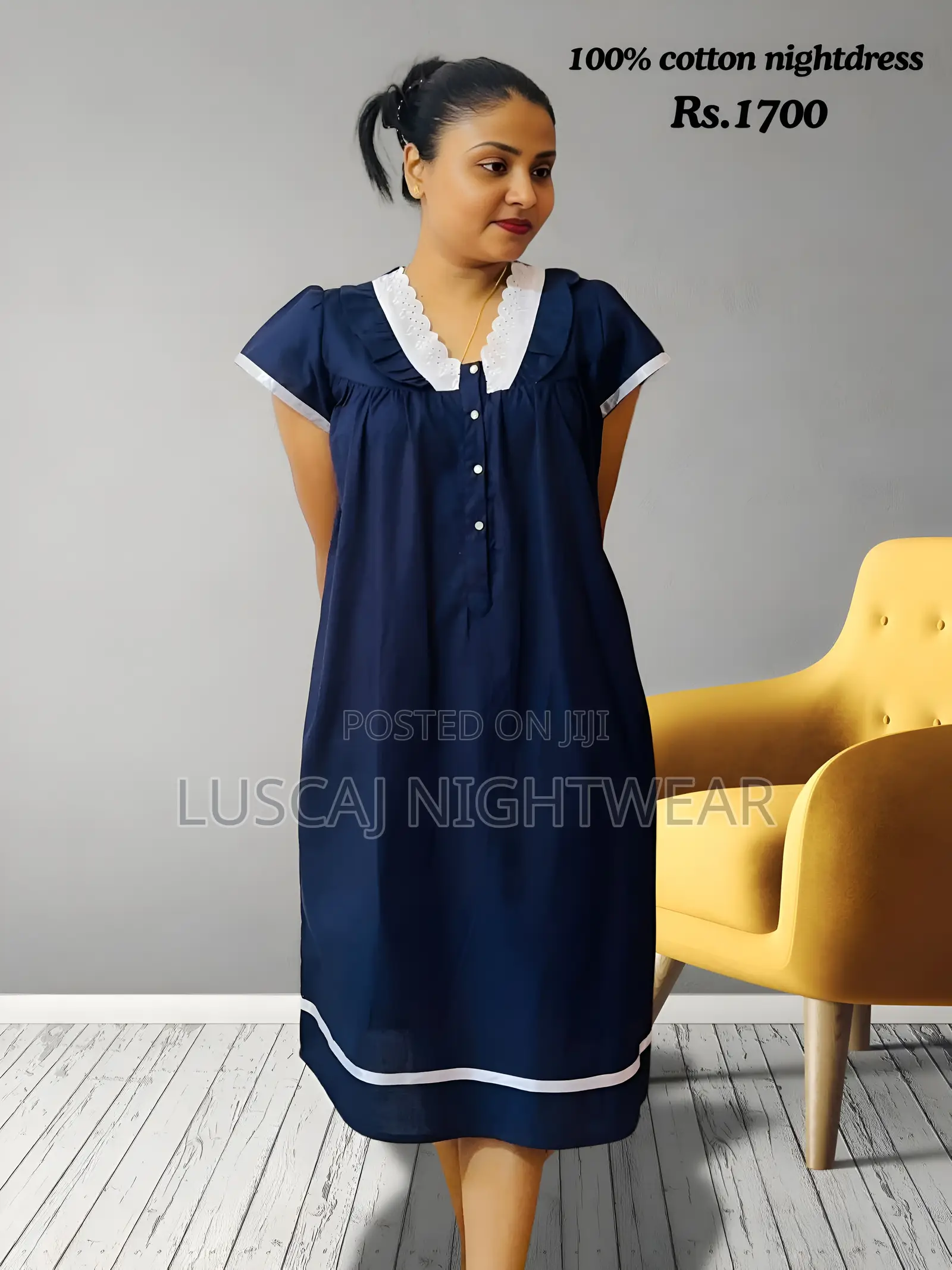 Full Cotton Nightdress With Front Opening