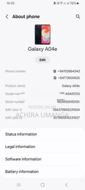 Samsung Galaxy A04e (Used)
