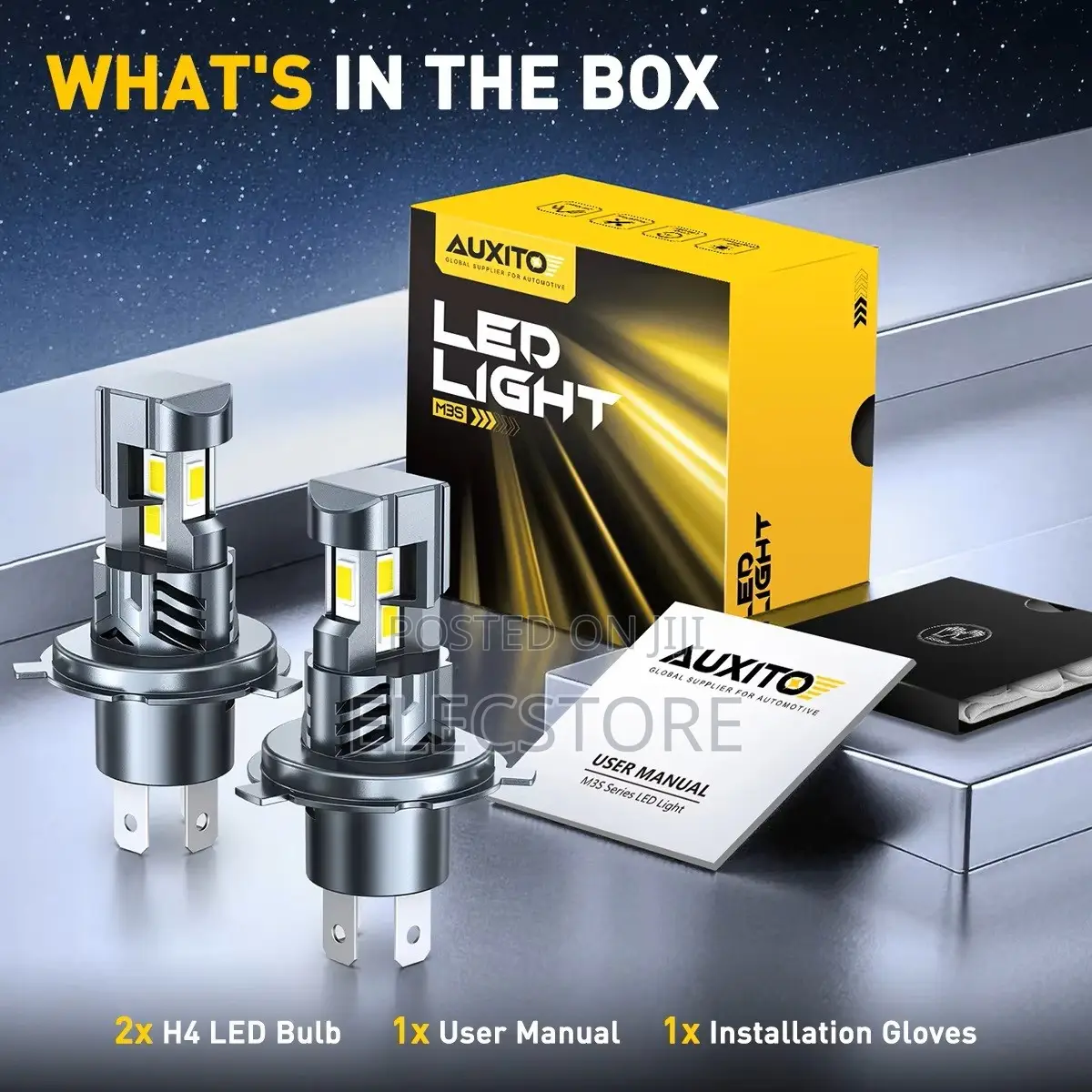 Super Bright AUXITO H4 Hi/Lo Beam 30000LM 70W T/Fan LED Headlight Bulb
