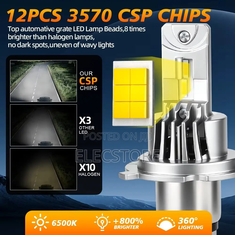 2Pcs New H4/Hb2 LED Car Headlight Bulbs High/Low Beam White 12V