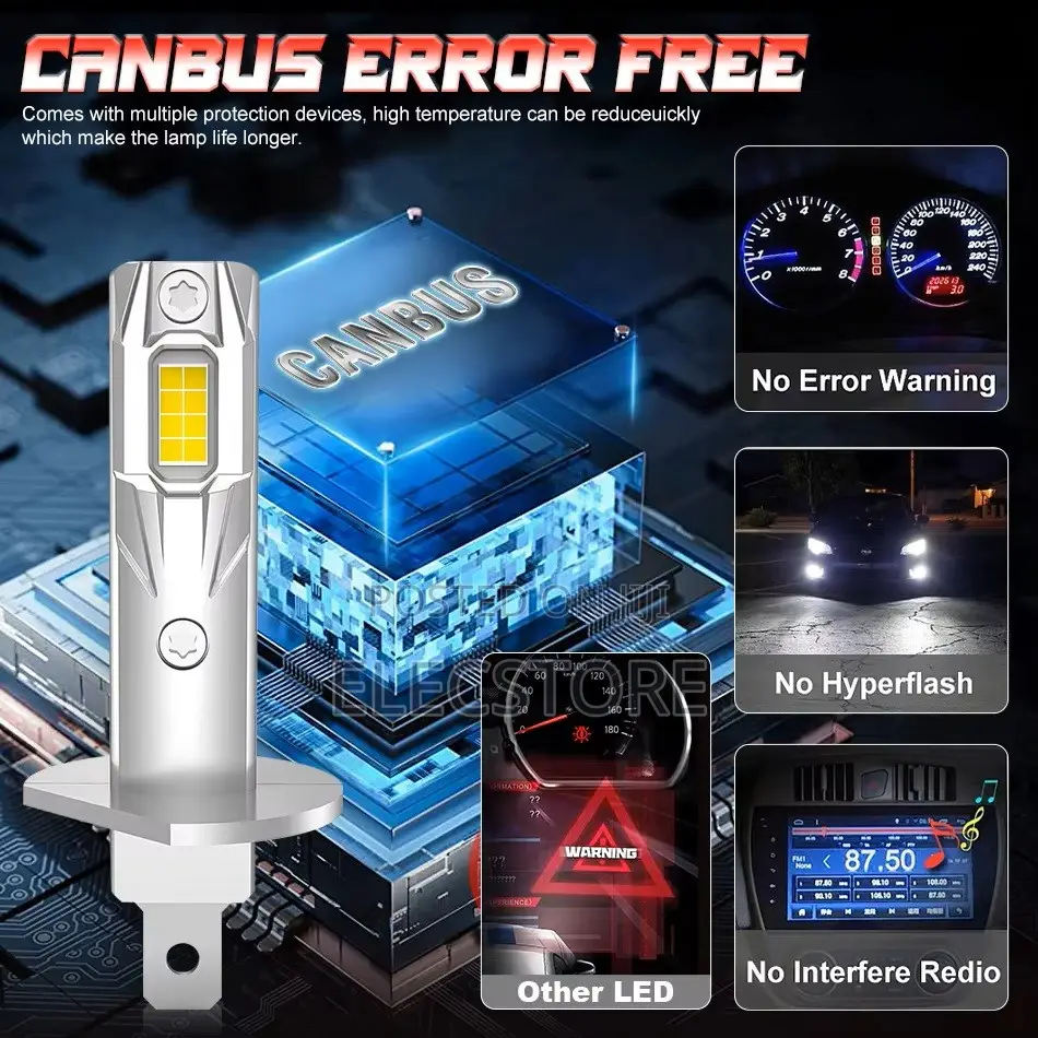 H1 Mini Canbus LED Headlight Bulbs 100W 24000LM Fog Lamps White