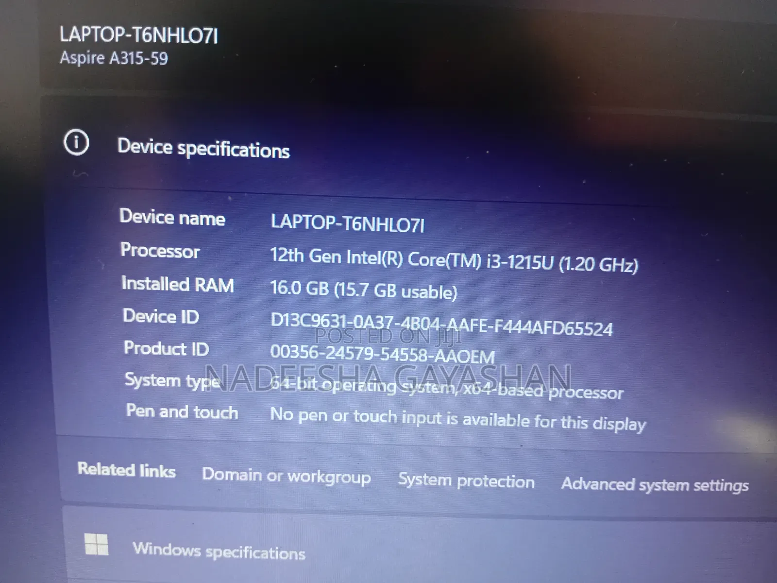Laptop Acer Aspire 3 16GB Intel Core i3 HDD+SSD 256GB