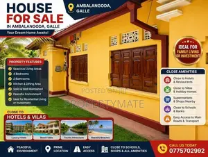 182 PERCHES 5 BEDROOM HOUSE FOR SALE AMBALANGODA, GALLE